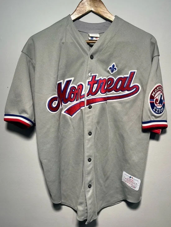 90s CCM vintage Montreal Expos MLB baseball button up jersey made in Canada XL - Picture 1 of 10